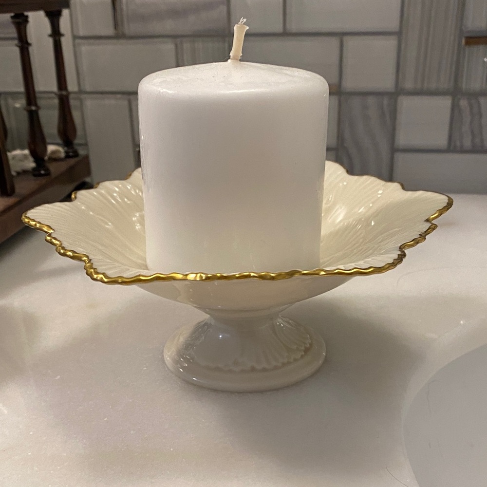 Elegant Cream and Gold Candle Holder